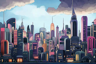 create cyberpunk futuristic city illustration