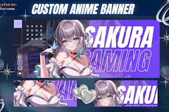 design unique anime banner for youtube, twitch, discord, kick