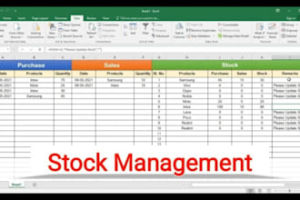 create, manage a stock inventory system in google sheets,excel