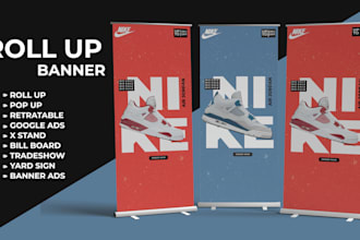 design pop up banner, roll up banner, signage design banner