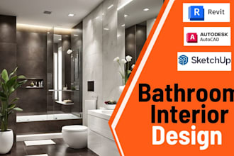 bathroom interior design with 3d model revit sketchup render