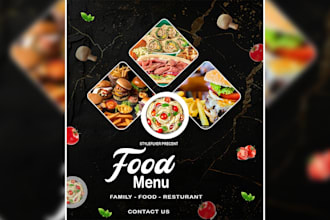 design restaurant and food menu posters flyers and pakging
