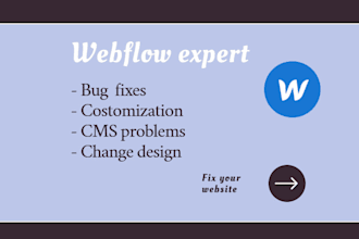 be your webflow expert for bug fixes, customization