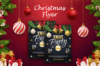 create amazing christmas flyer, cards, new year event flyers