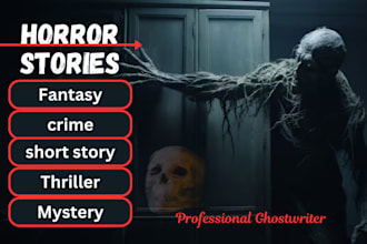 ghostwrite horror story, fiction novel, mystery, thriller, crime and scary story