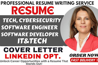 write tech, software engineer, software developer, IT, and cybersecurity resume