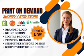 setup shopify, etsy digital product store, pod, print on demand, printful store