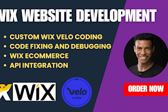 build wix website, customize with wix velo, develop custom features and database