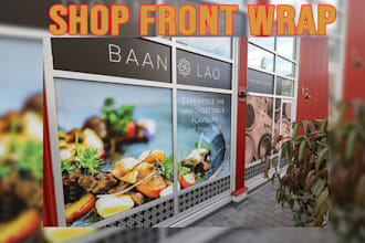 design amazing store front, shop front window graphic design