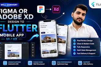 convert figma or adobe xd design to flutter mobile app UI UX