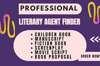find literary agent for children book, screenplay, movie script, fiction book