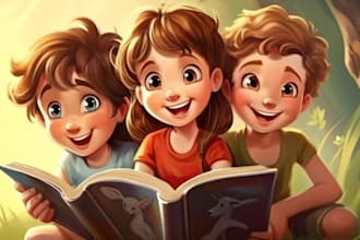 do book illustration formatting, layout design children story book illustration
