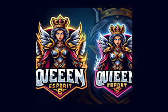 design a premium quality queen esport mascot logo just 1 day