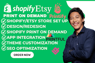 setup printify print on demand etsy shopify printful gelato pod shopify redesign