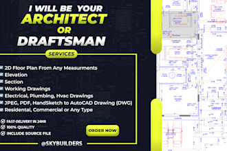 be your architect draftsman for house plan 2d floor plan, blueprint
