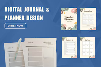 design digital journal, digital planner template design for etsy amazon shop