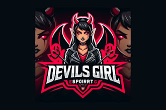 do outstanding devils girl esport mascot logo within 24 hour