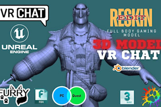 do 3d vrchat, avatar modelling, nsfw furry model, vseeface, unity