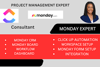project management expert setup monday asana clickup trello notion crm monday