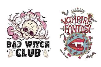 make hand drawn skull halloween horror logo