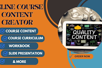 create online course content, curriculum, workbook, course design