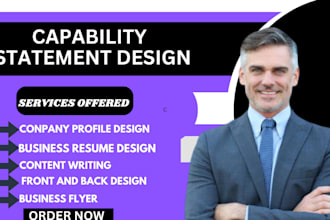 write design a government capability statement, company profile