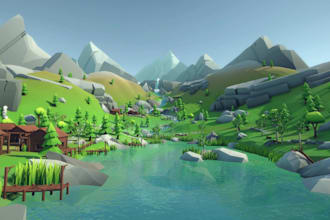 design a high quality 2d, 3d low poly game environment in unity or blender