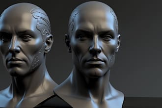 sculpt 3d head, 3d helmet, 3d mask, 3d face, 3d bust model for 3d printing