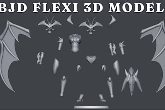 do 3d articulated model 3d flexi bjd toy model doll skeleton articulated dragon