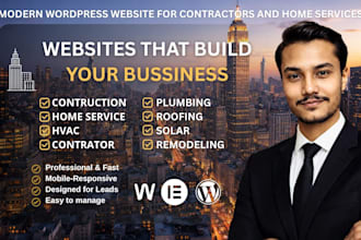 design professional contractor, construction, plumbing, hvac, or roofing website