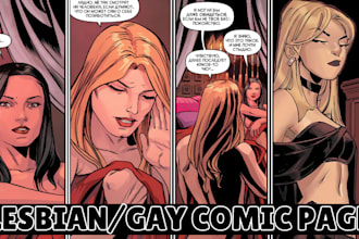 draw custom sfw or nsfw anime comic for oc, gay, lesbian story, comic page
