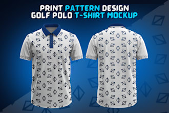 create print pattern golf polo t shirt mockup and design
