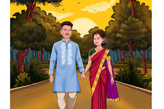 draw caricatures for couples and family group