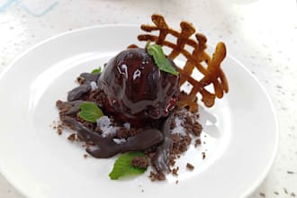 draw and plan a platting design for desserts