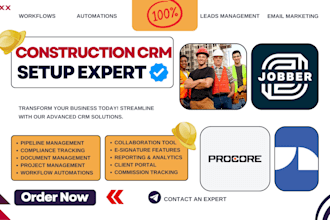 setup construction crm procore jobber buildertrend jobnimbus asana coconstruct