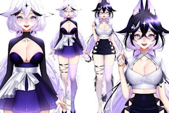 draw quality anime vtuber model live2d model vtuber character 2dvtuber model rig