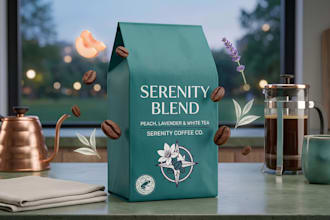 design premium coffee and tea label, packaging, logo, sticker, box and mug, cup