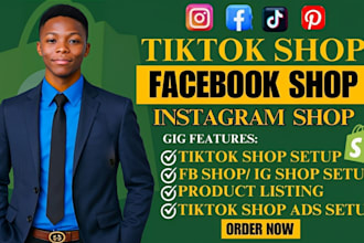 setup tiktok shop, facebook shop, instagram shop setup, fix fb and ig meta shop