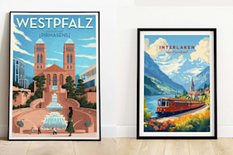 do travel poster, minimalist, retro,vintage poster, printable wall art, art deco