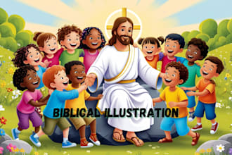 create bible story illustration, christmas tales for children and cover page