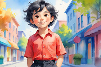 draw watercolor children book illustration, children picture book illustration