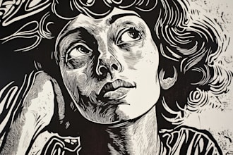 do a custom portrait in linocut style for you