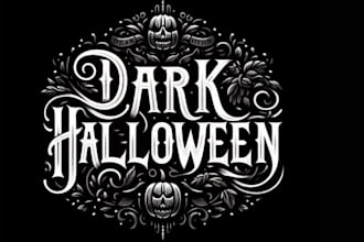 create scary, dark, horror  halloween classic vintage horror logo design