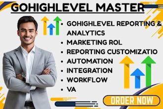 setup gohighlevel reporting analytics marketing rol reporting customization VA