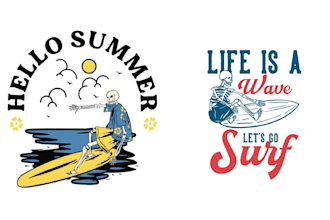 design unique summer skeleton jetski logo