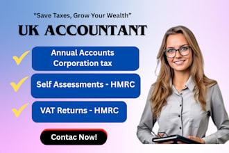 be your UK accountant for filing vat,corporation tax,self assessments monthly