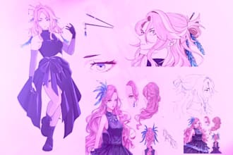 design a reference sheet for your fursona furry oc vtuber model anime style