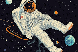 draw outer space astronaut illustration