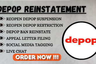 expert depop account reinstatement, fast appeal, recovery service, depop reopen