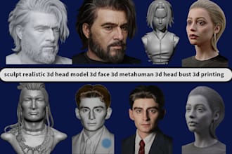 sculpt realistic 3d head model 3d face 3d metahuman 3d bust 3d printing 3d props